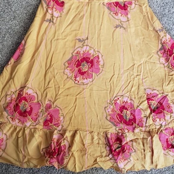 Free People Mustard Yellow Floral Halter Dress Size M - Picture 2 of 8